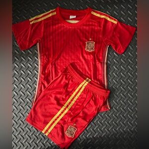 Kids Red Spain Soccer Jersey & Shorts Set
